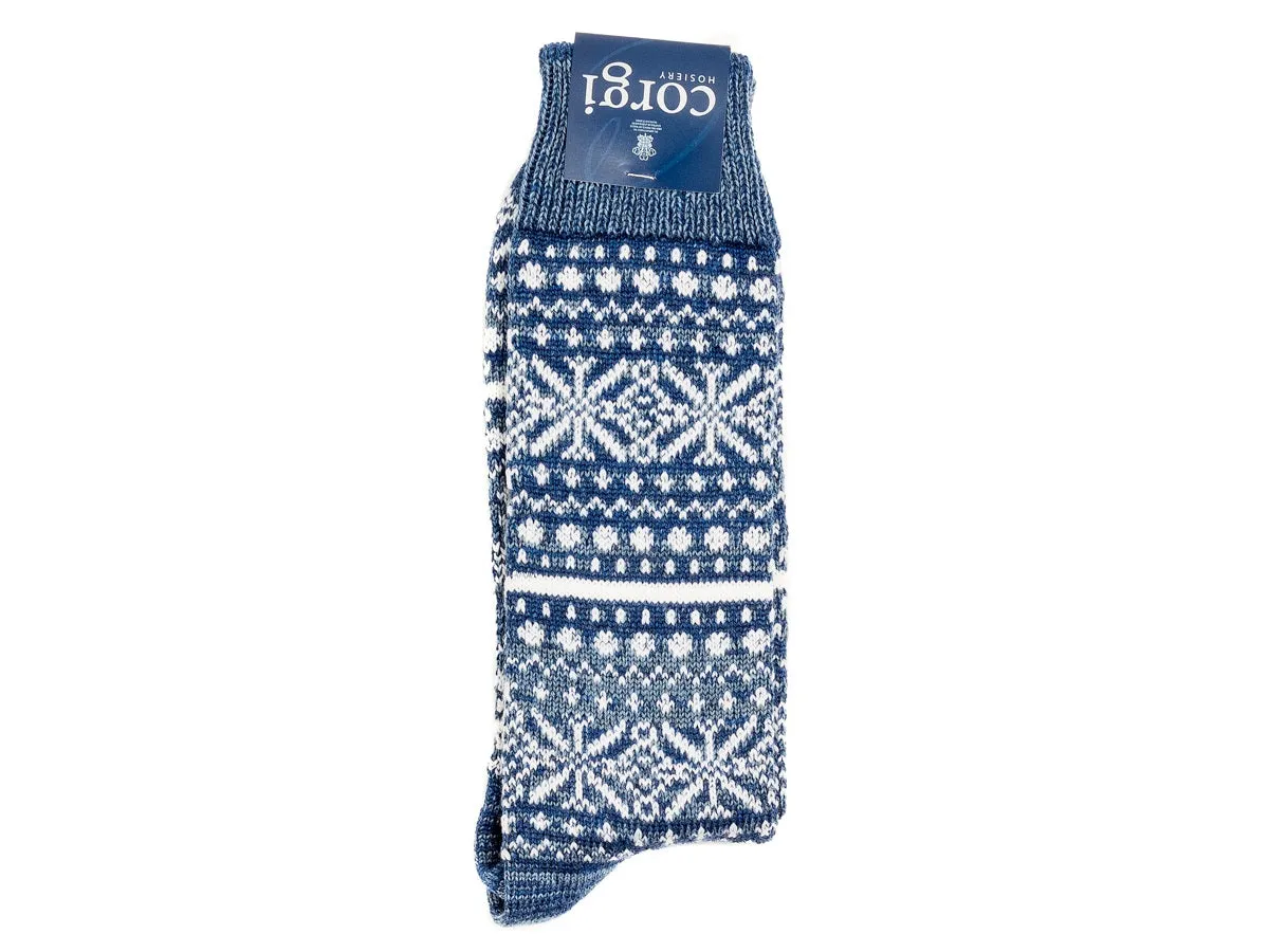 Snowflake Woolen Socks Navy