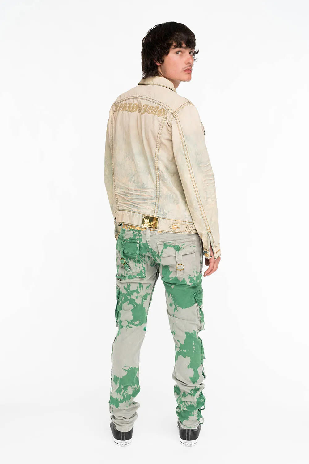 TIEDYE MILITARY STYLE MENS CARGO PANTS IN GREEN AND GRAY