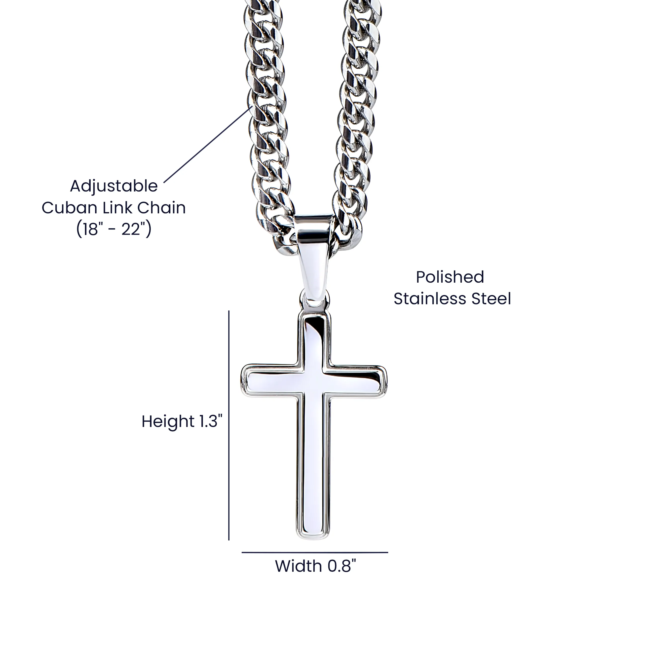 To Grandson Gift, God is Always in your Corner, Encouragement From Grandparents, Stainless Steel Cross Pendant Cuban Chain Necklace