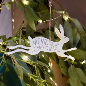 White Hare Christmas Sign