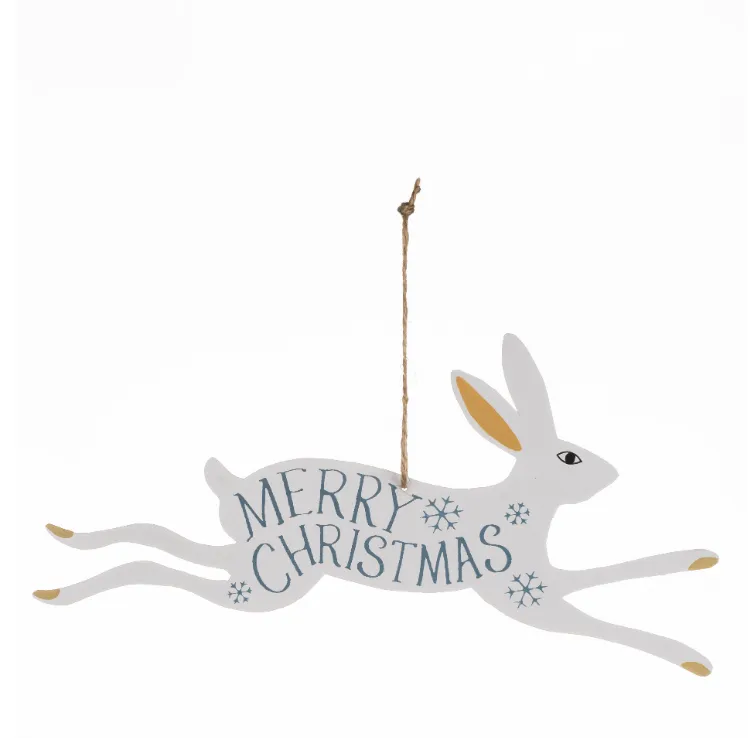 White Hare Christmas Sign