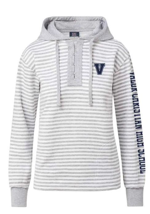 Womens MV Striped Henley Hood w/Pockets