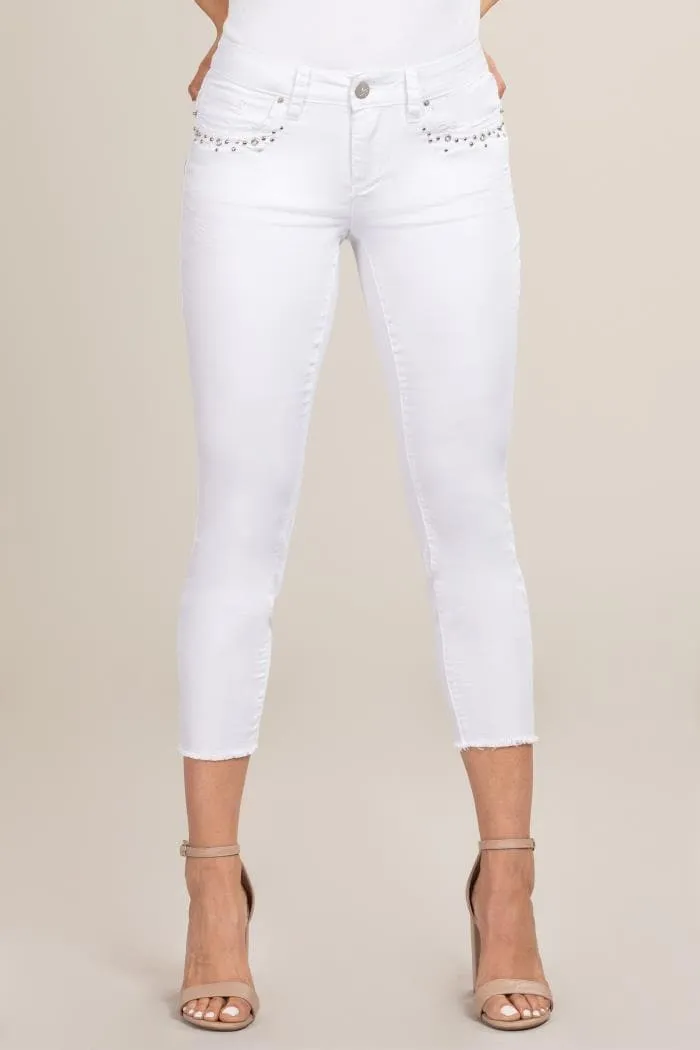 Women's Petite Ankle Jean with Frayed Hem