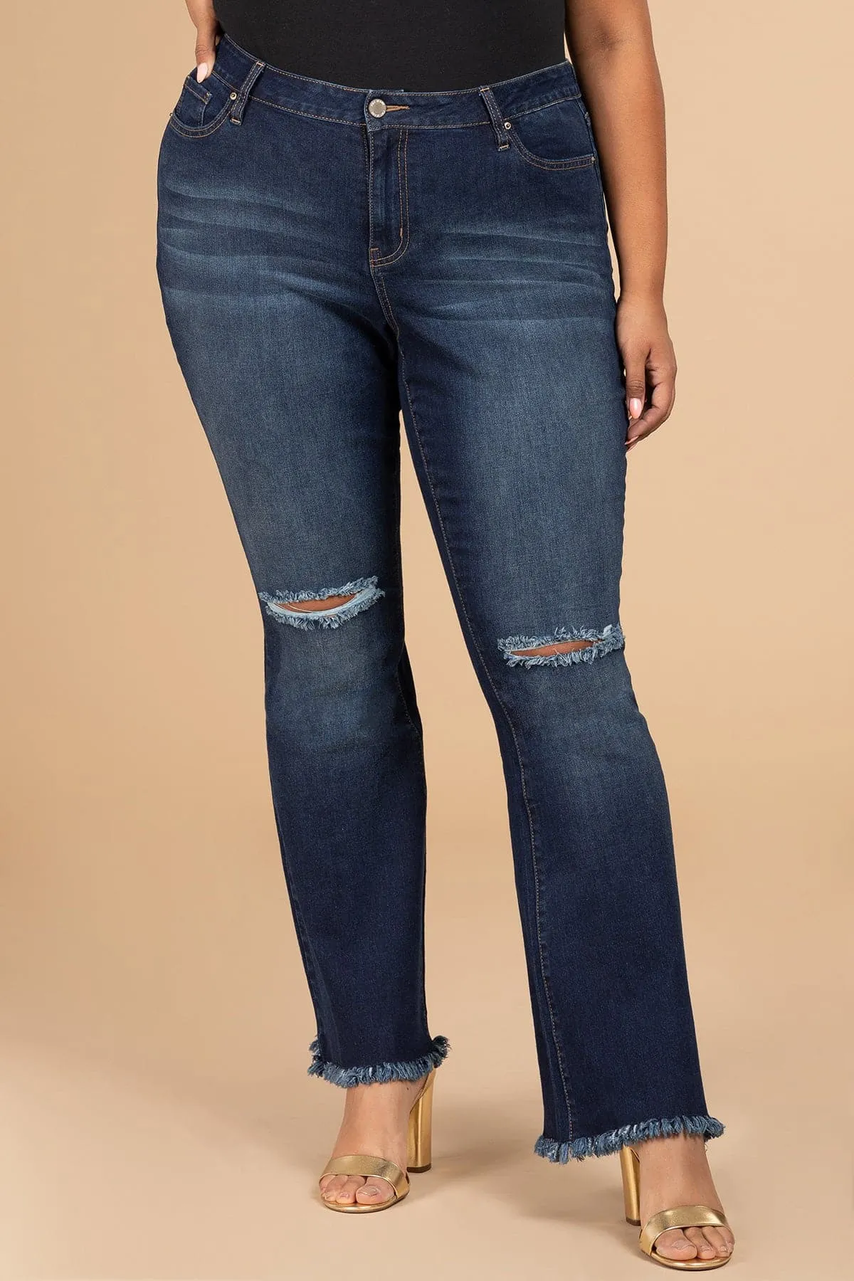 Women's Plus  Distressed Super Flare Jeans