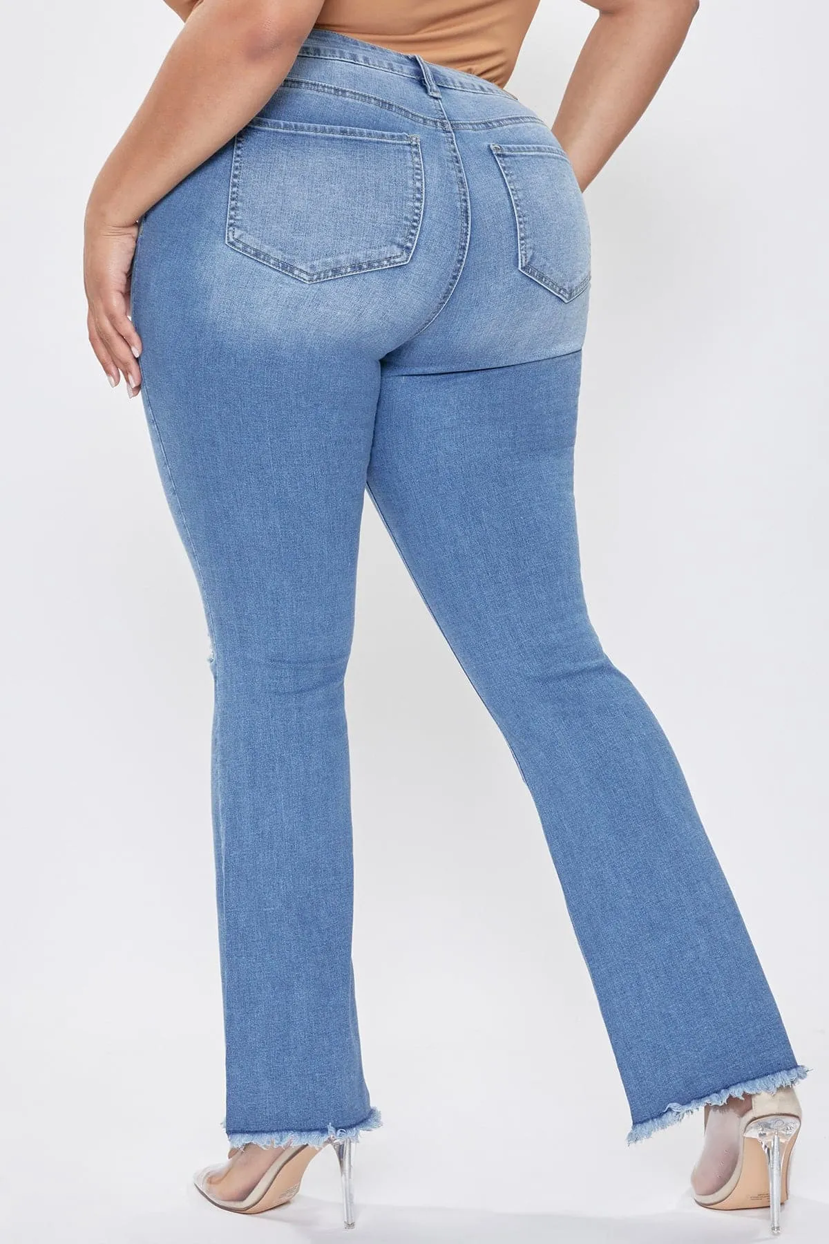 Women's Plus  Distressed Super Flare Jeans