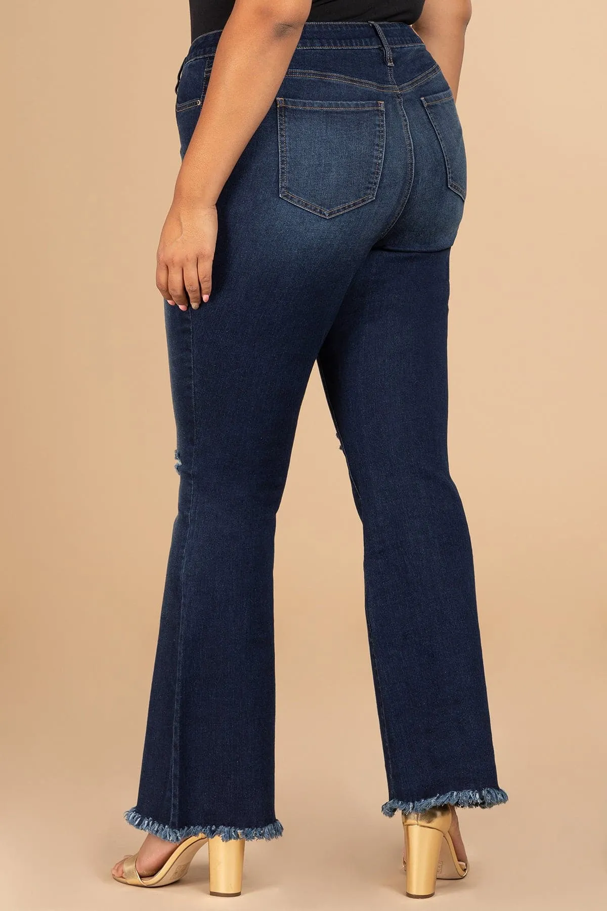 Women's Plus  Distressed Super Flare Jeans