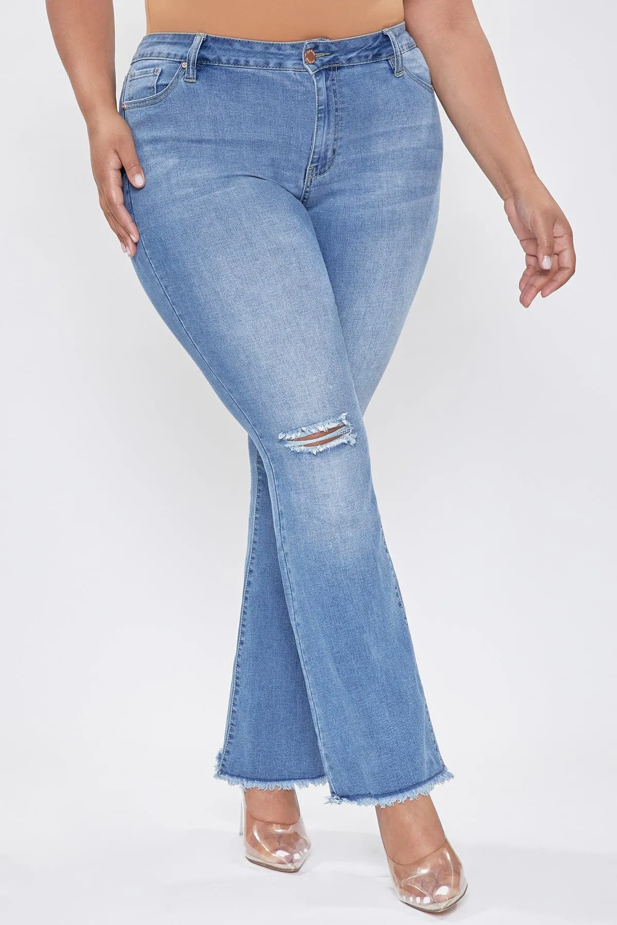 Women's Plus  Distressed Super Flare Jeans