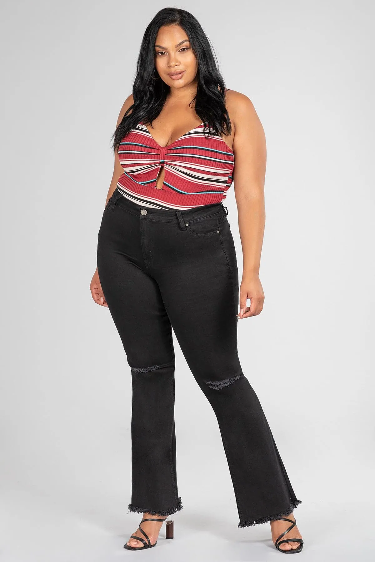 Women's Plus  Distressed Super Flare Jeans