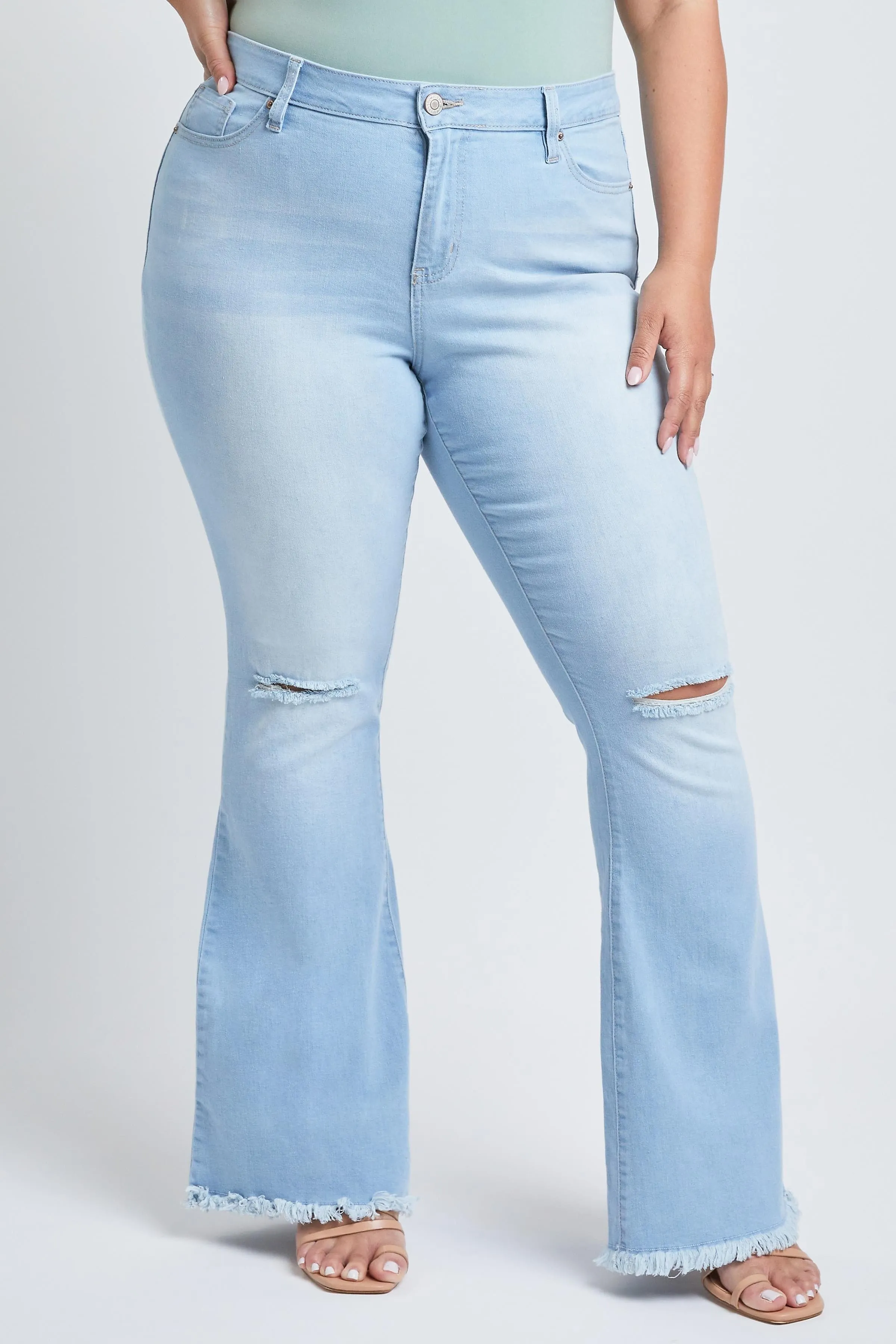 Women's Plus  Distressed Super Flare Jeans