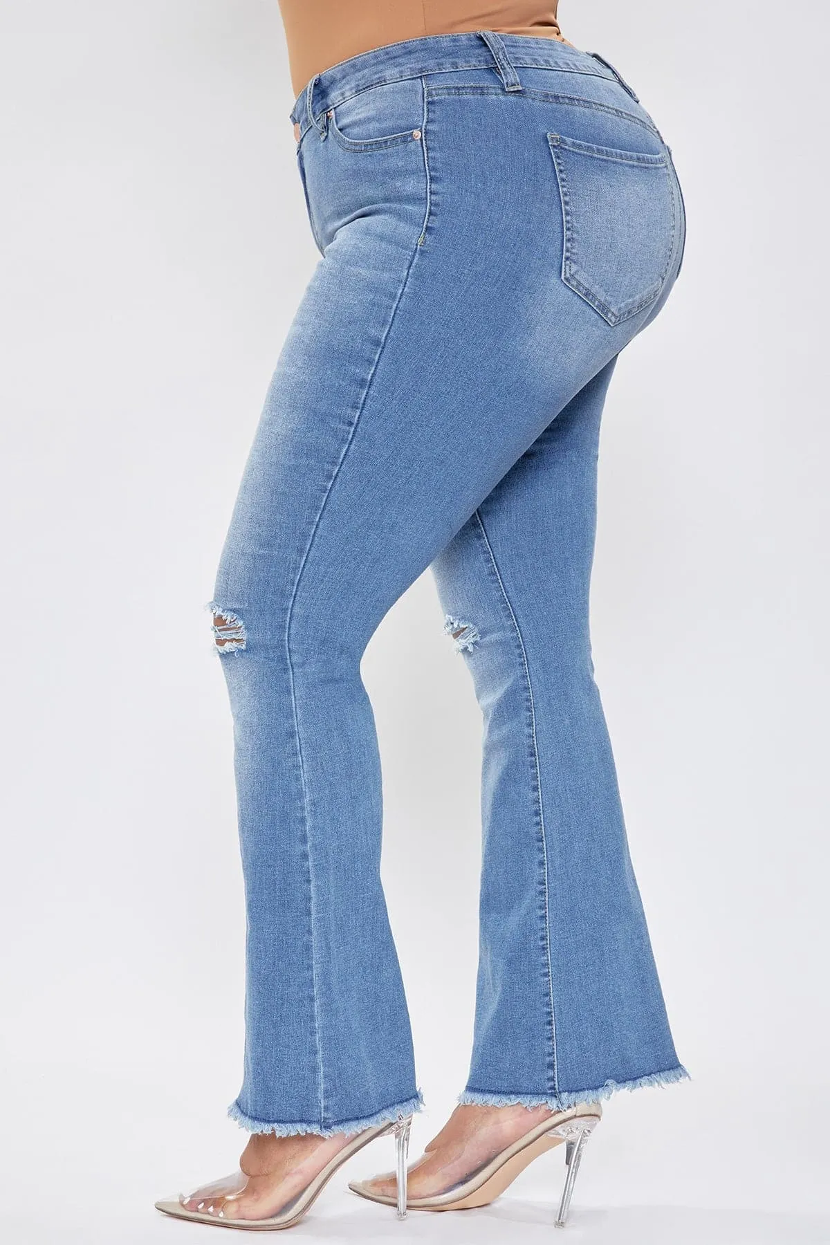 Women's Plus  Distressed Super Flare Jeans