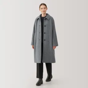 Women's Reclaimed Wool Blend Stand Fall Collar Coat