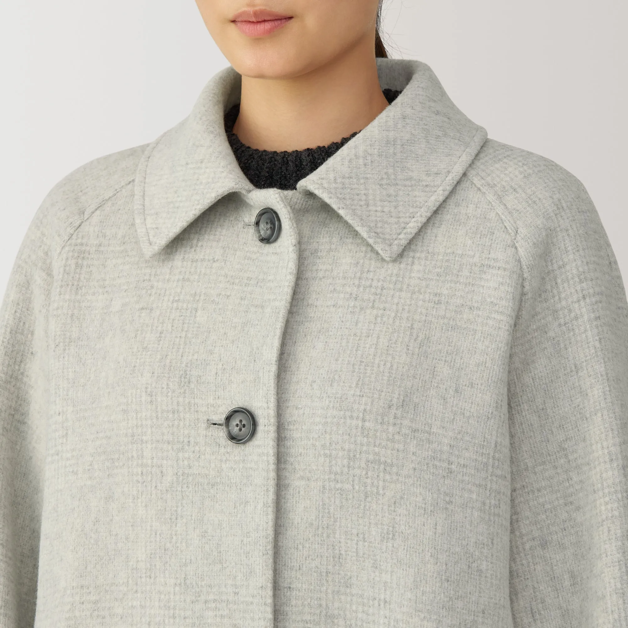 Women's Reclaimed Wool Blend Stand Fall Collar Coat