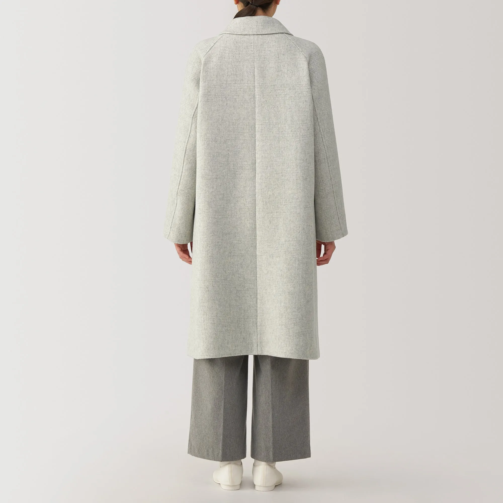 Women's Reclaimed Wool Blend Stand Fall Collar Coat