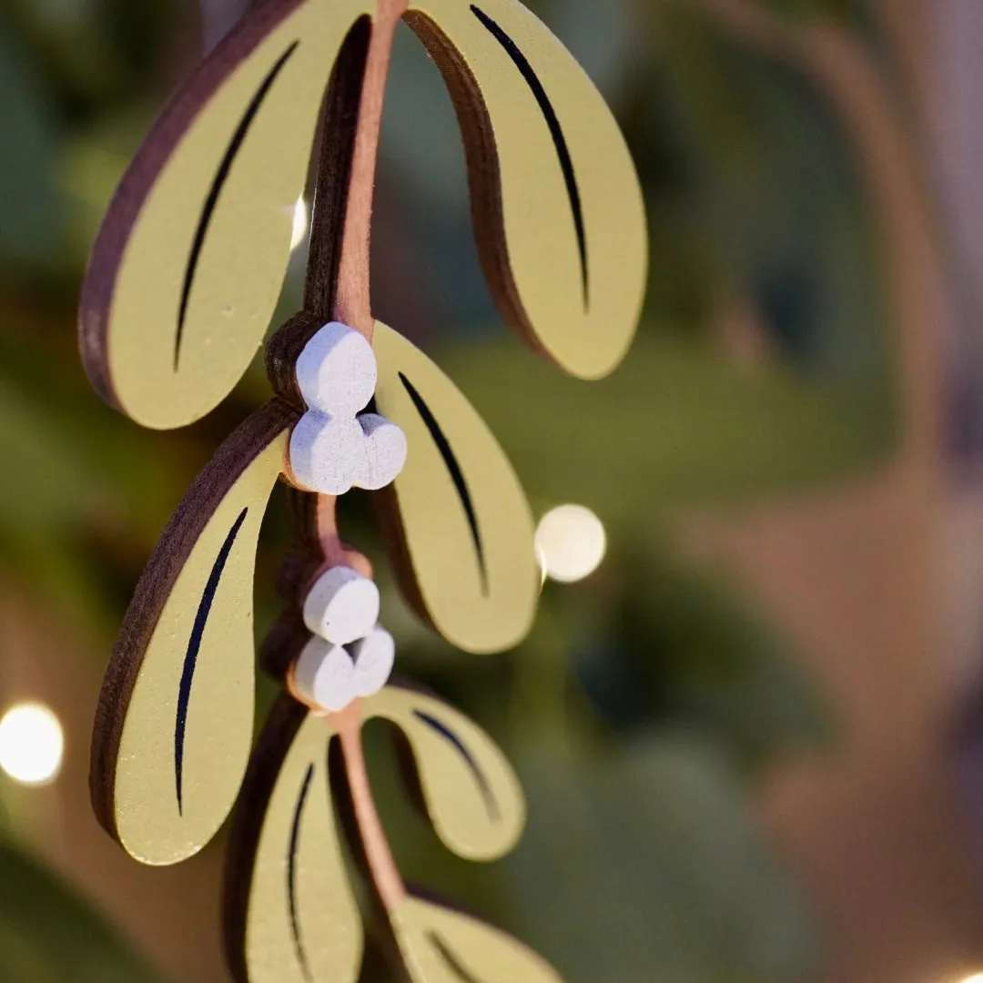 Wooden Mistletoe Sprig