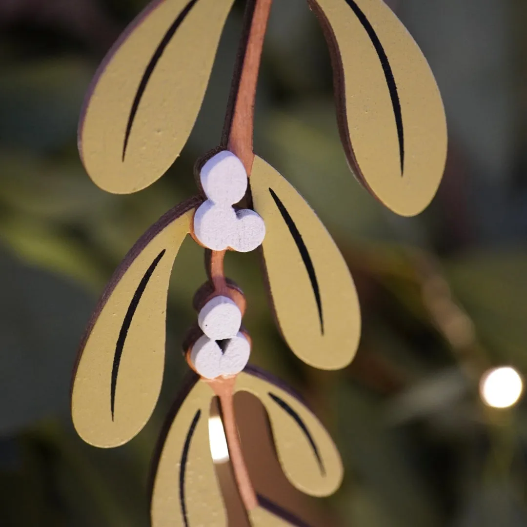 Wooden Mistletoe Sprig