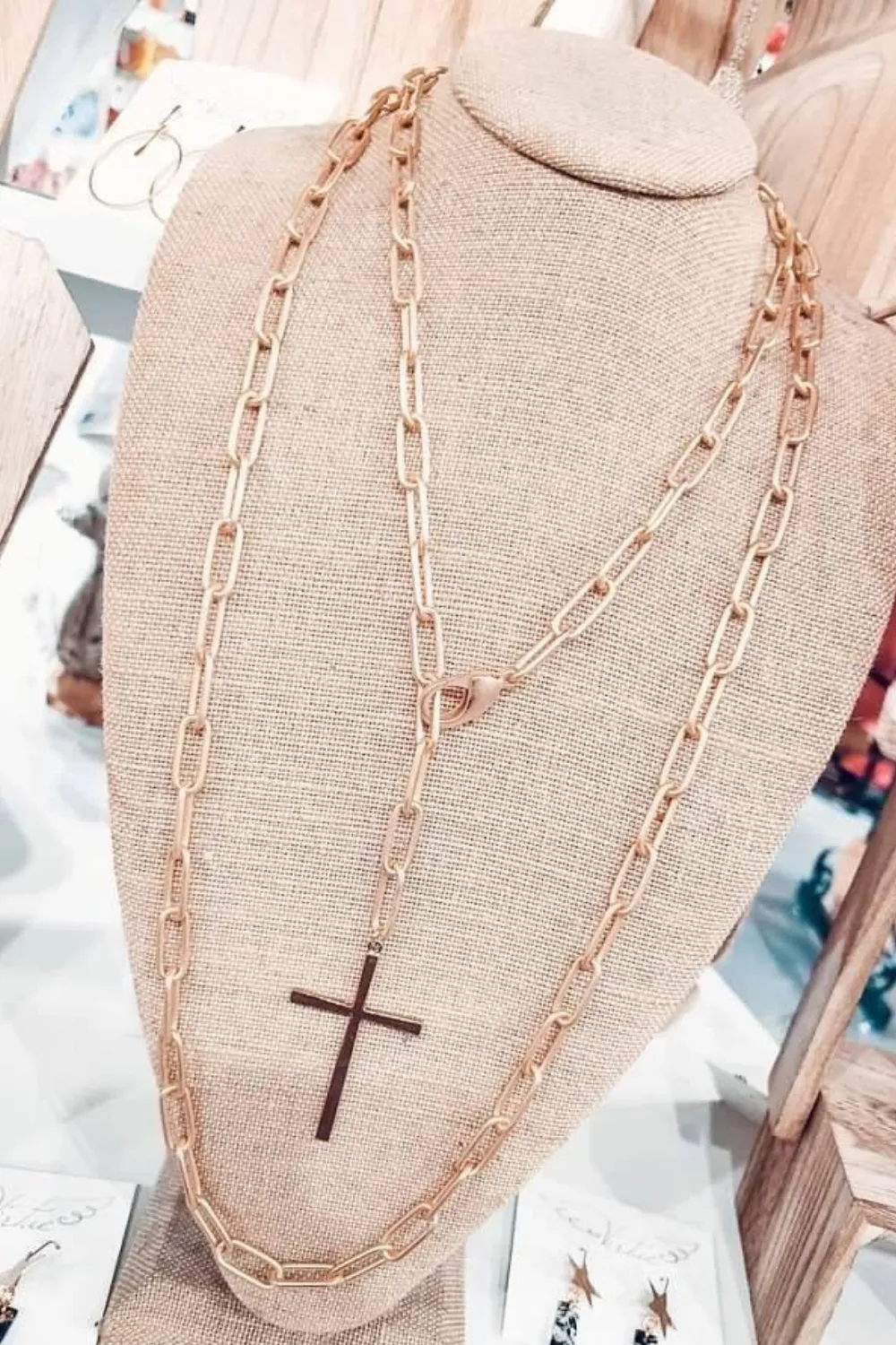 XL PAPERCLIP CHAIN | SKINNY CROSS CHARM