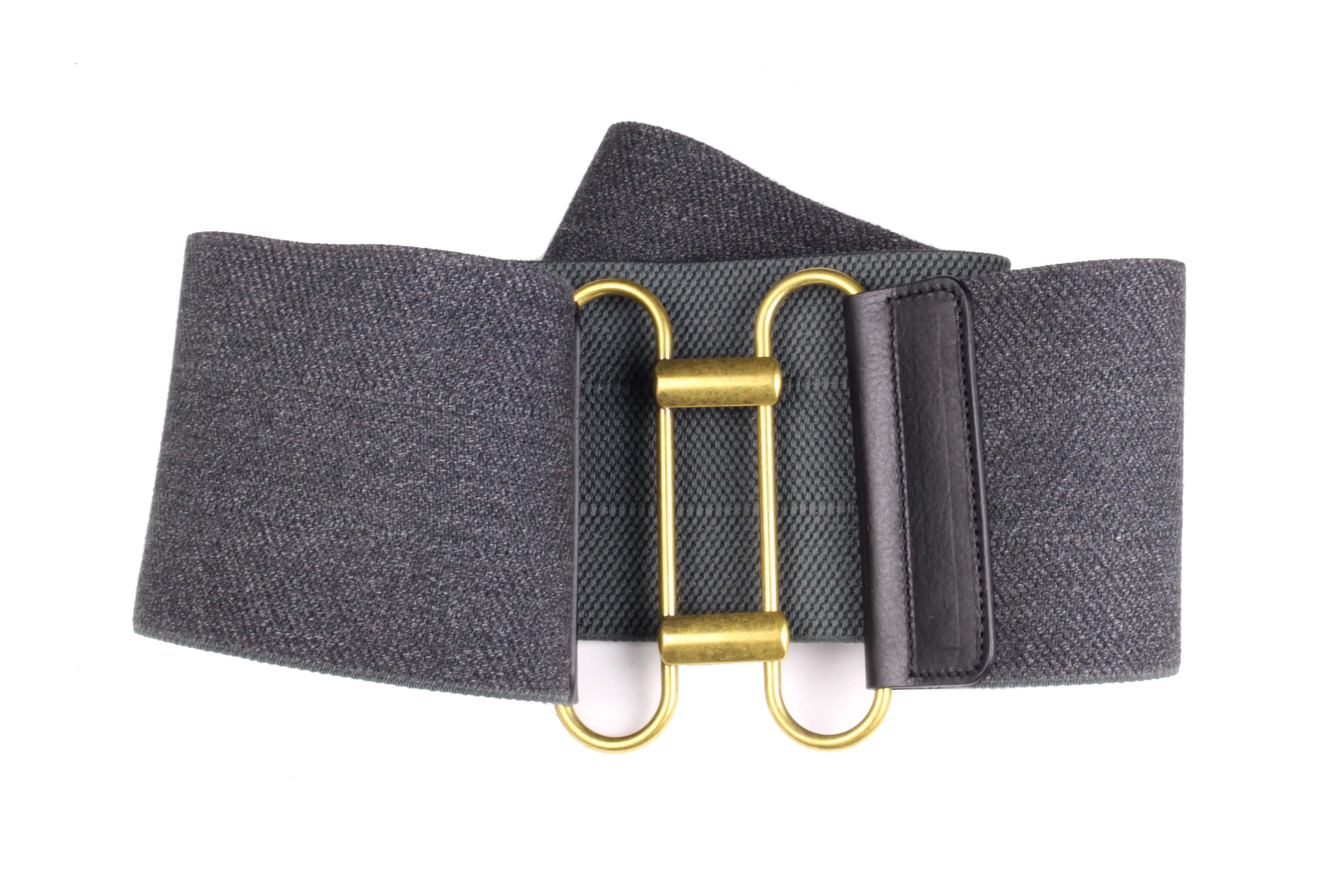 YVES SAINT LAURENT Rive Gauche gray elastic wide belt