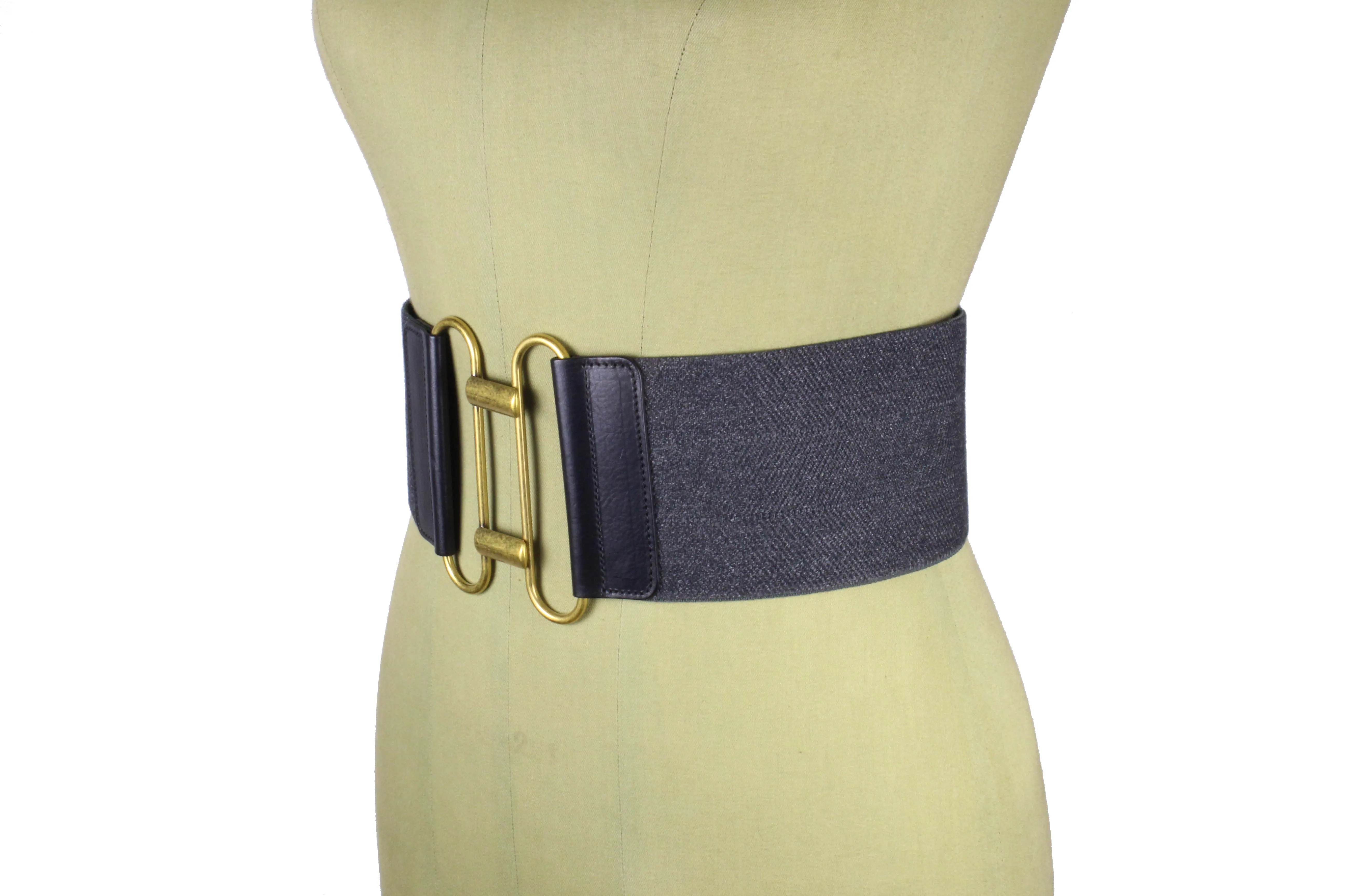 YVES SAINT LAURENT Rive Gauche gray elastic wide belt