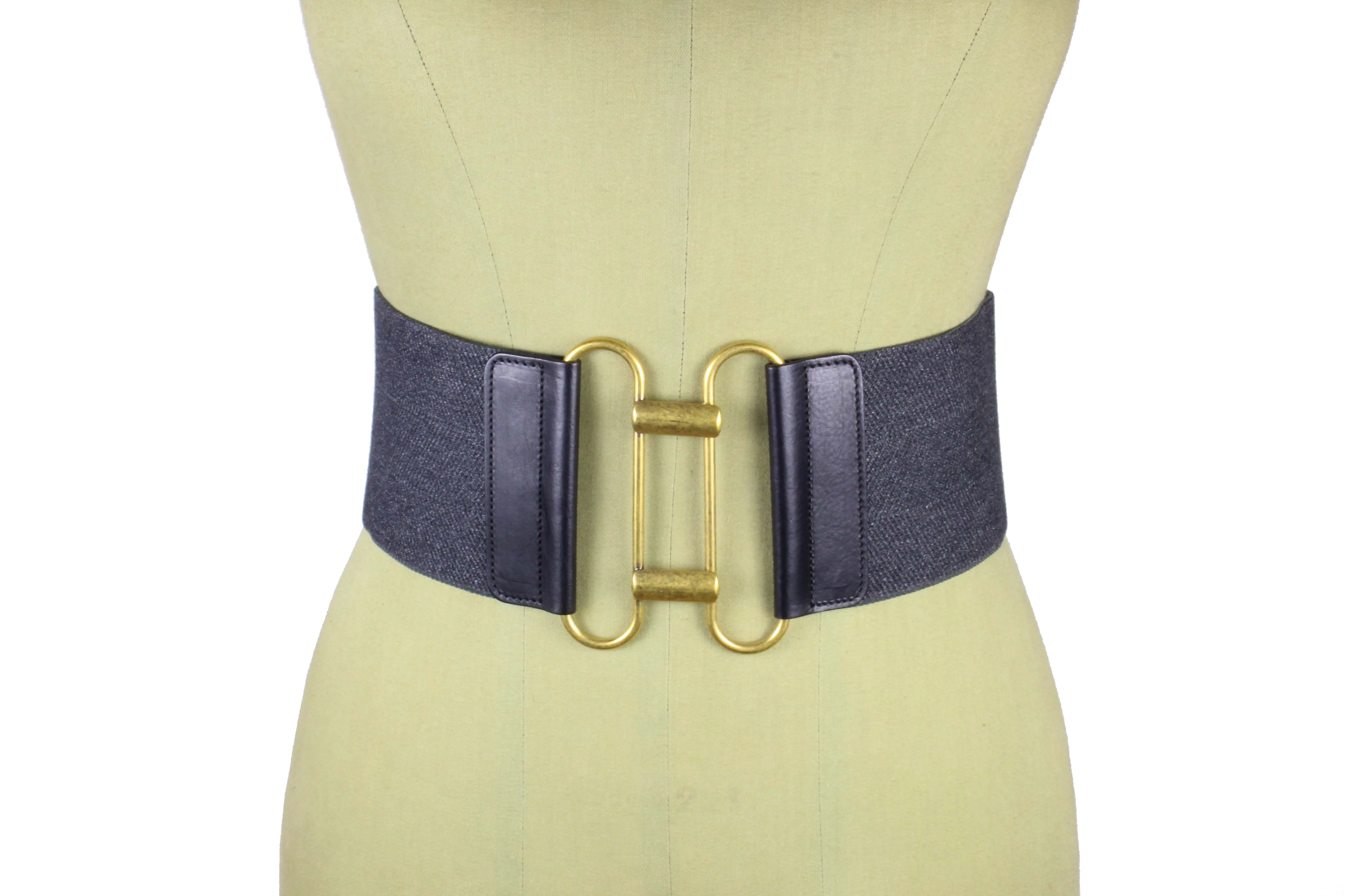 YVES SAINT LAURENT Rive Gauche gray elastic wide belt